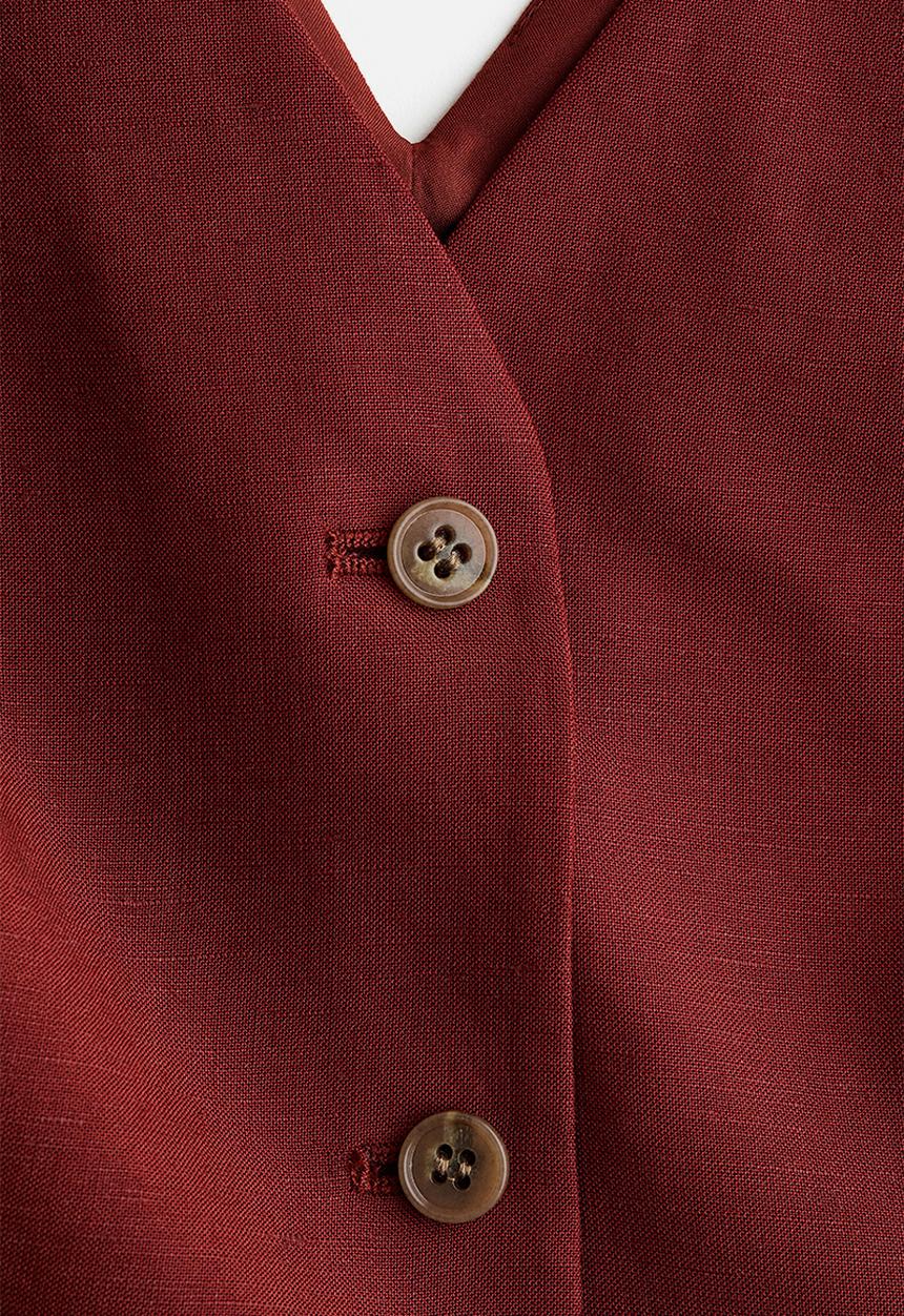 H&M - Linen-blend waistcoat - dark red