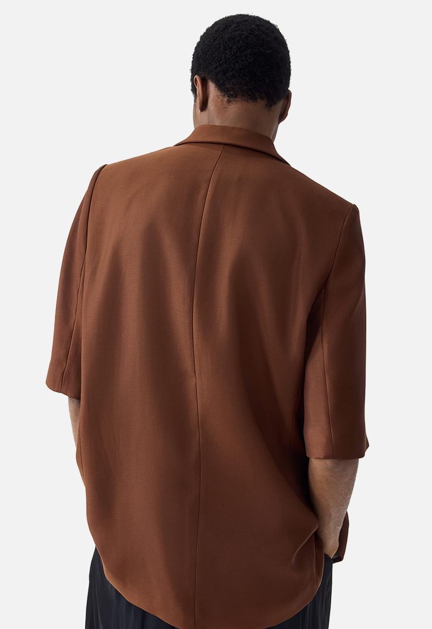 H&M - Short-sleeved blazer - dark rust brown