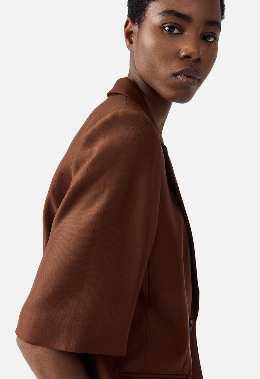 H&M - Short-sleeved blazer - dark rust brown