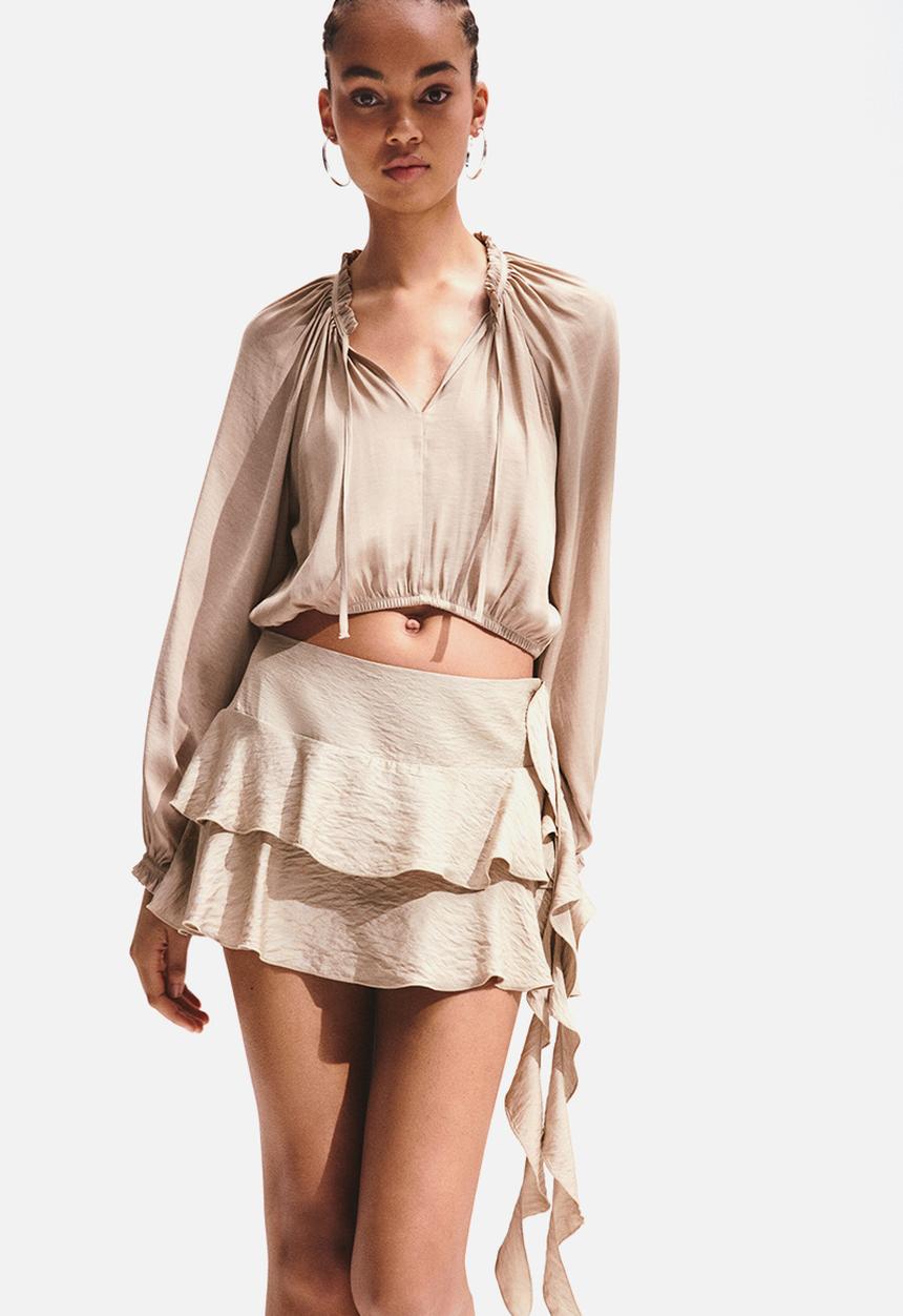 H&M - Balloon-sleeved blouse - beige
