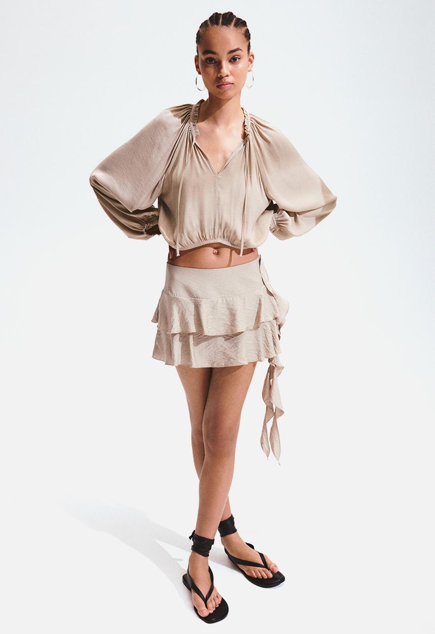 H&M - Balloon-sleeved blouse - beige