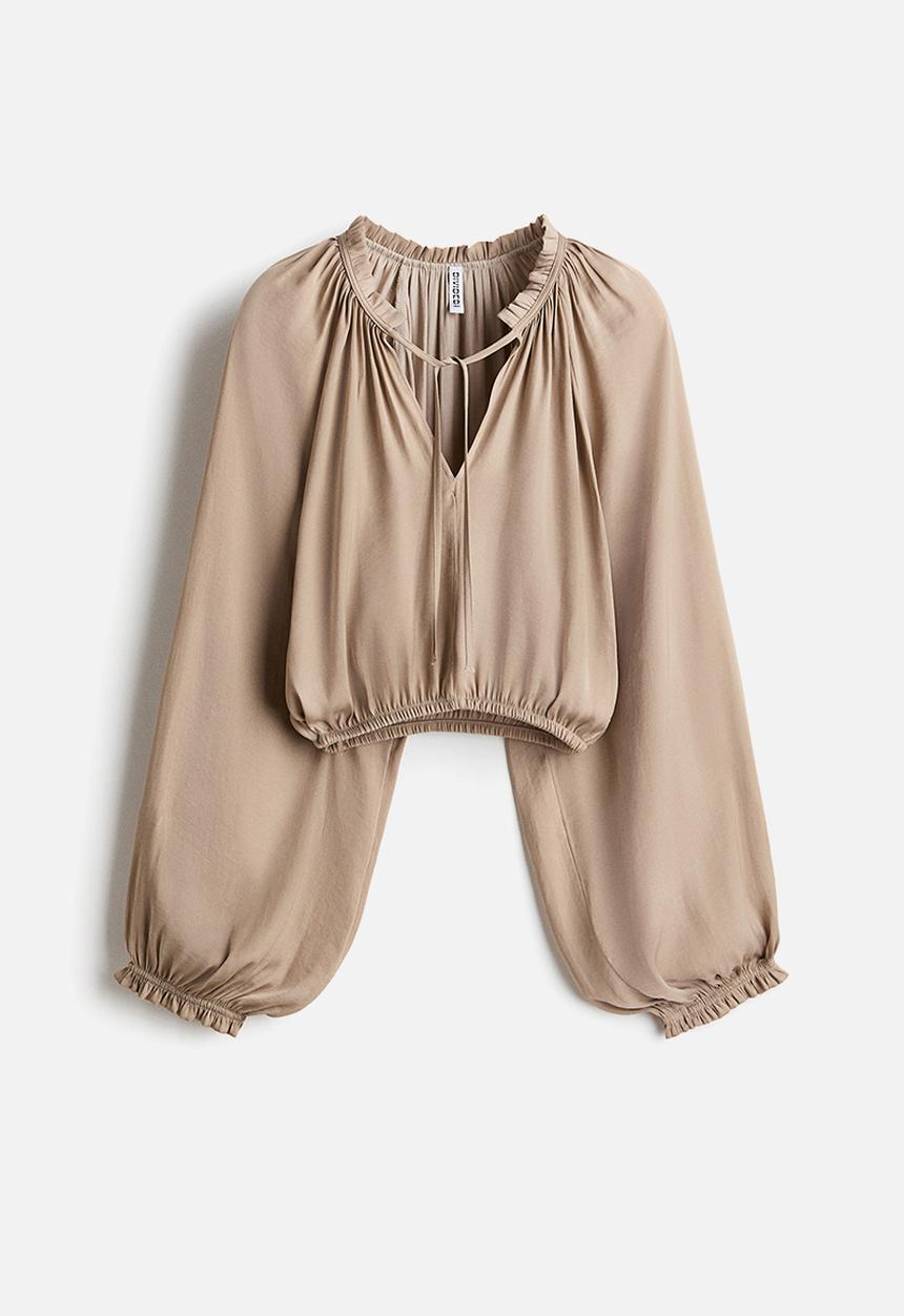H&M - Balloon-sleeved blouse - beige