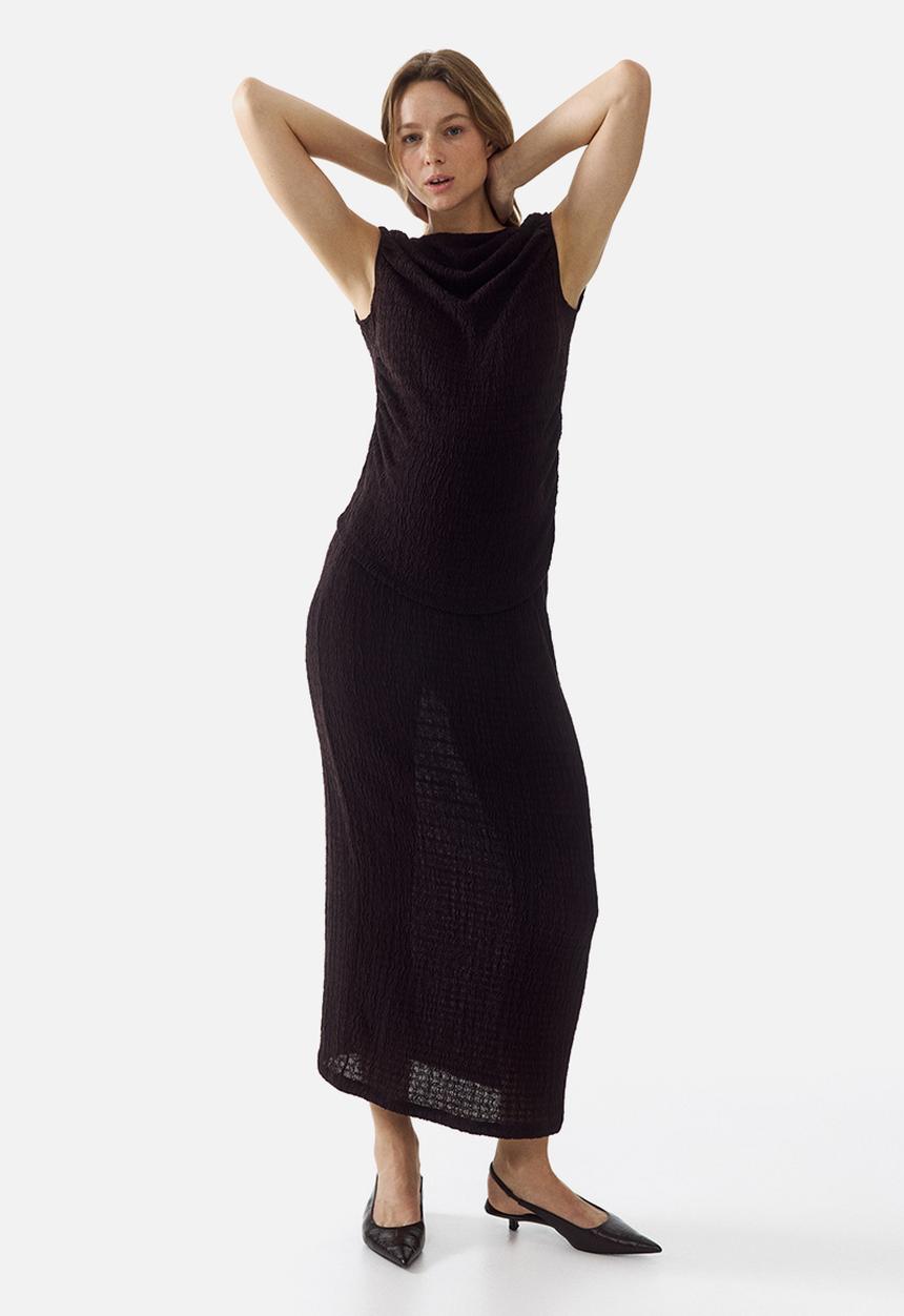 H&M - Mama 2-piece textured jersey set - dark brown
