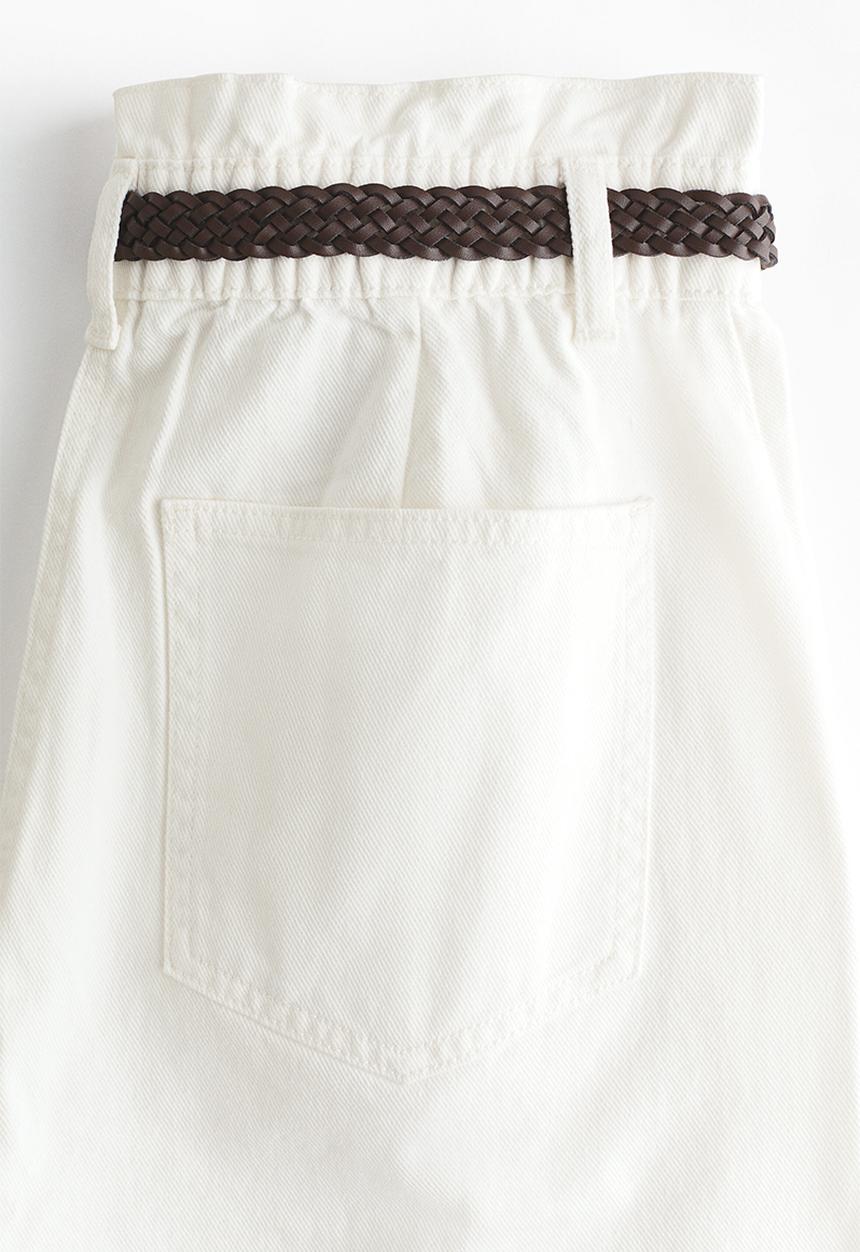 H&M - Belted twill shorts - white