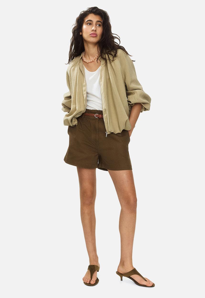 H&M - Belted twill shorts - khaki green