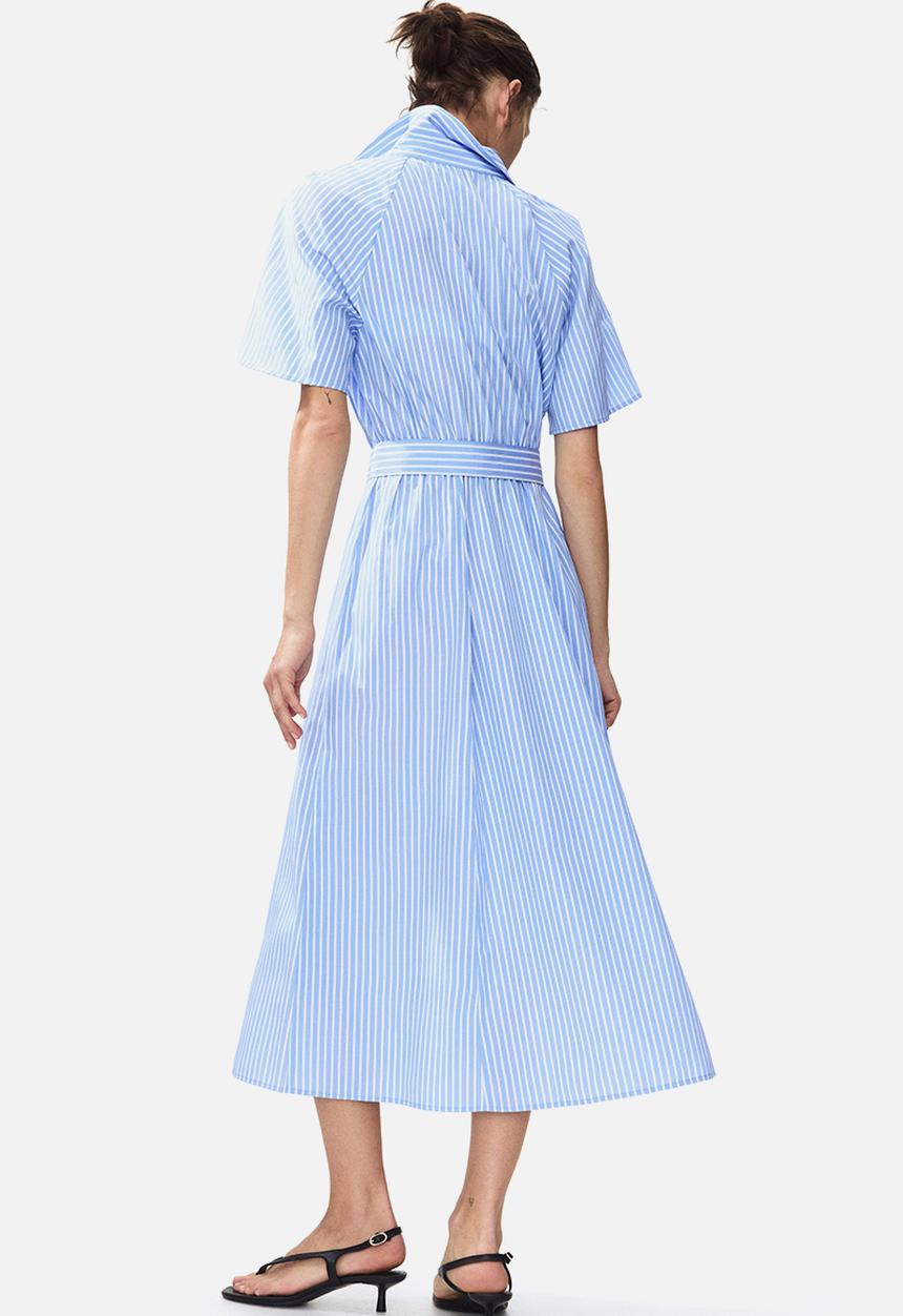 H&M - Tie-belt shirt dress - blue/striped
