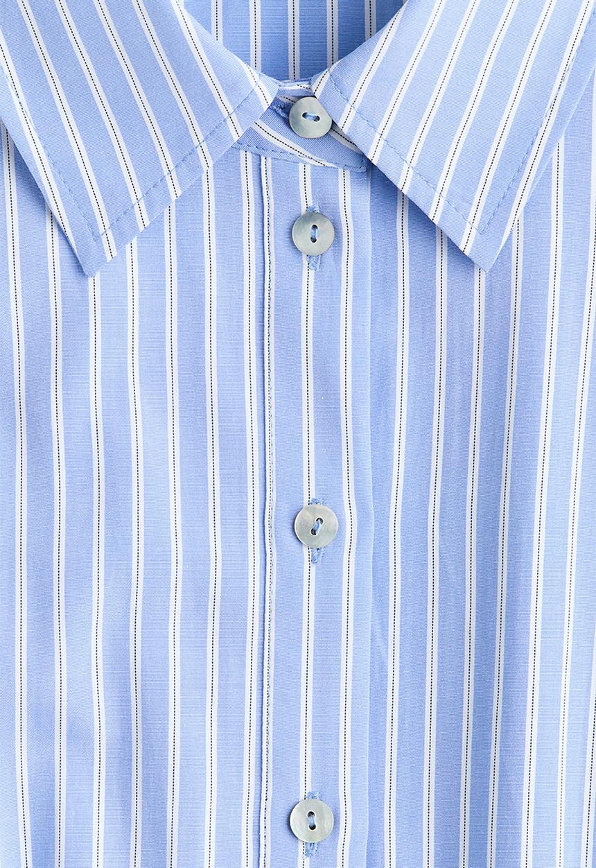 H&M - Tie-belt shirt dress - blue/striped