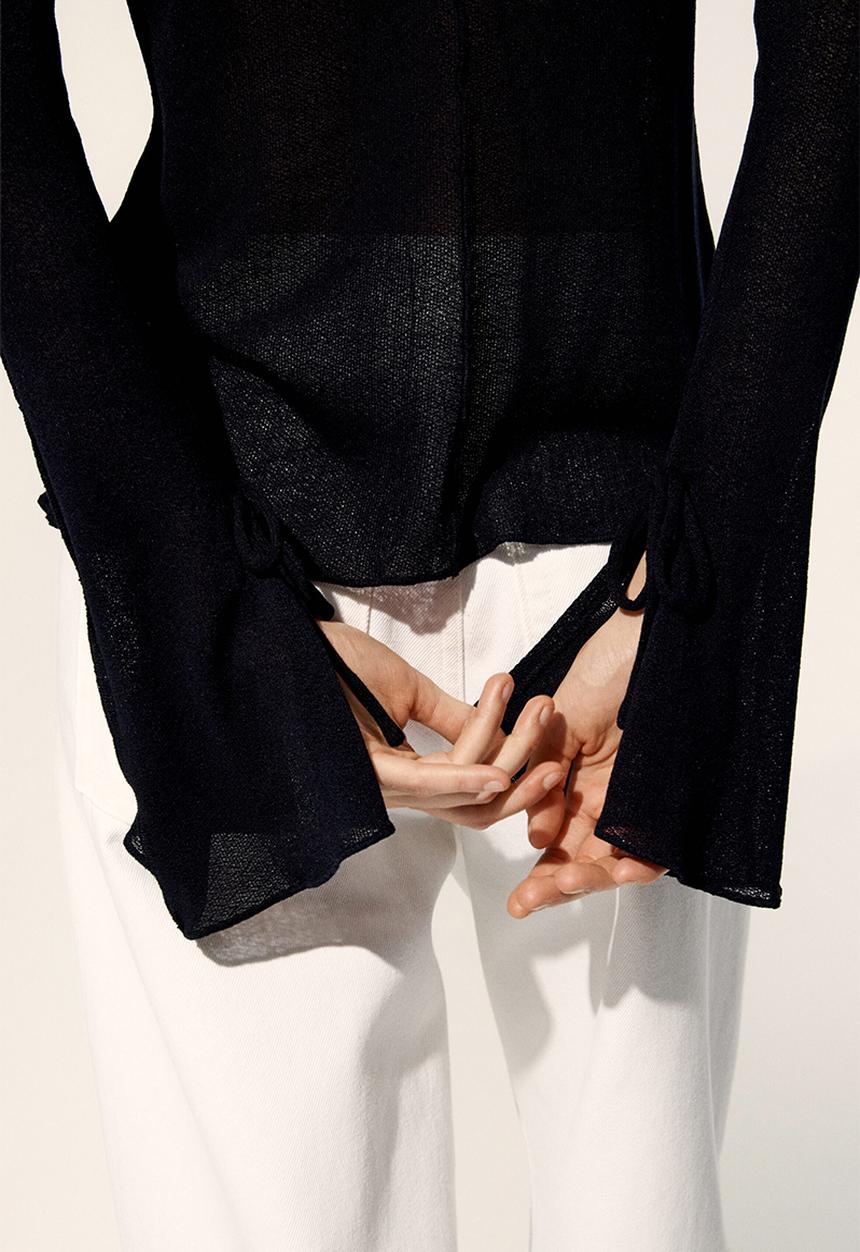 H&M - Knitted boat-neck top - black