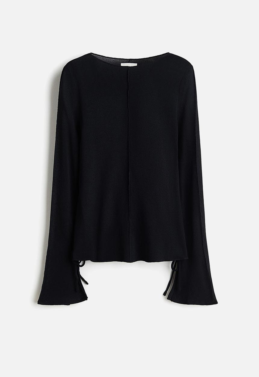 H&M - Knitted boat-neck top - black