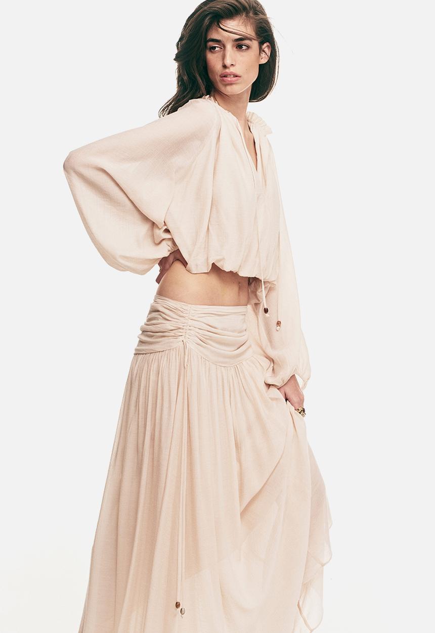 H&M - Gathered crêpe skirt - pale orange