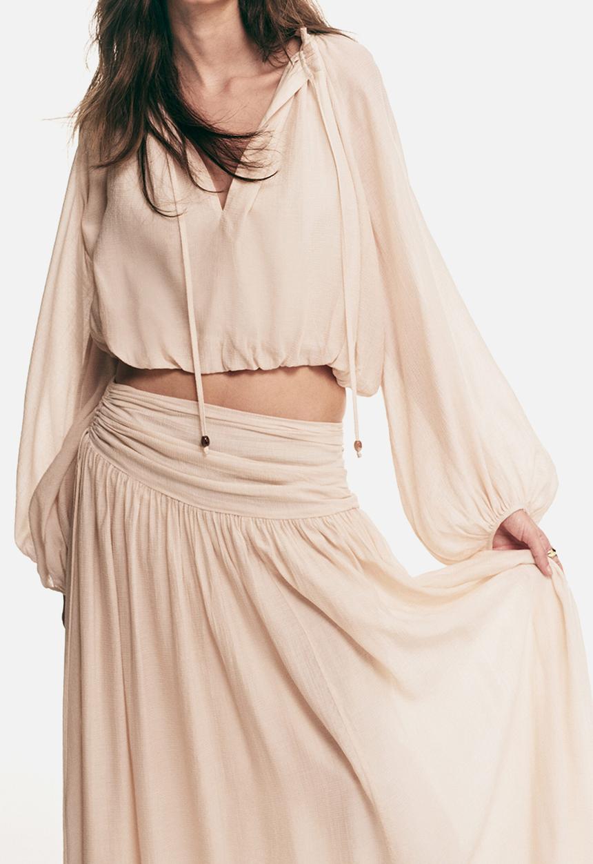 H&M - Gathered crêpe skirt - pale orange