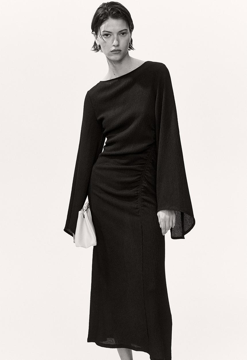 H&M - Trumpet-sleeved jersey dress - dark brown
