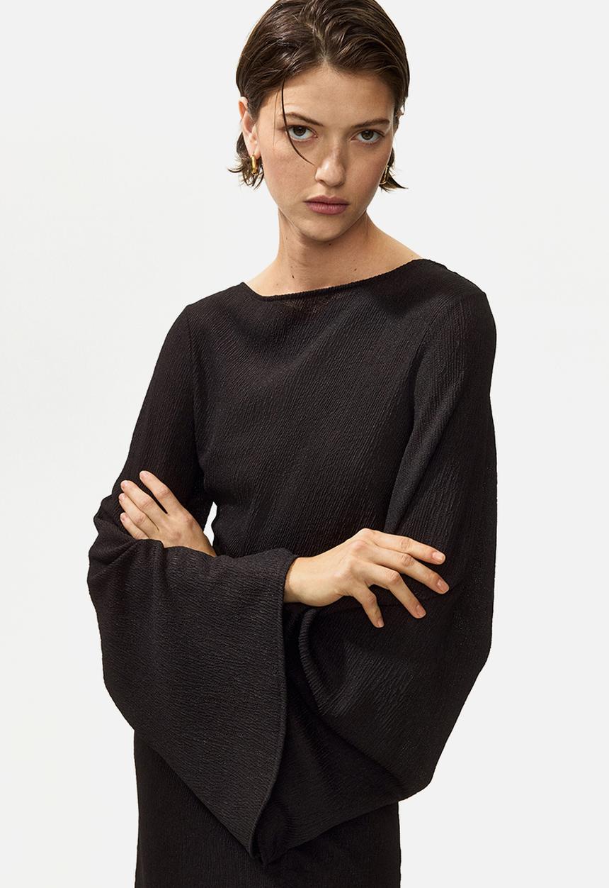 H&M - Trumpet-sleeved jersey dress - dark brown
