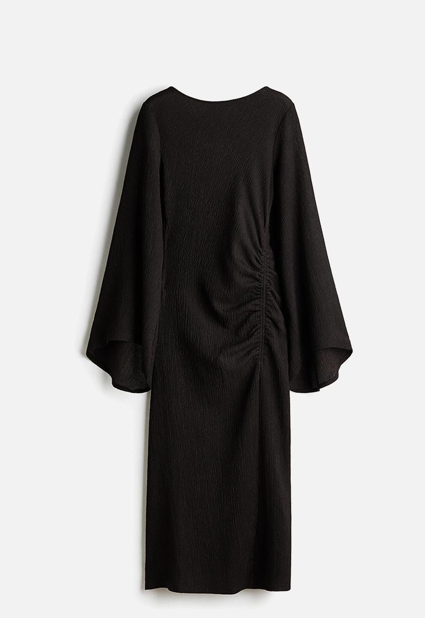 H&M - Trumpet-sleeved jersey dress - dark brown