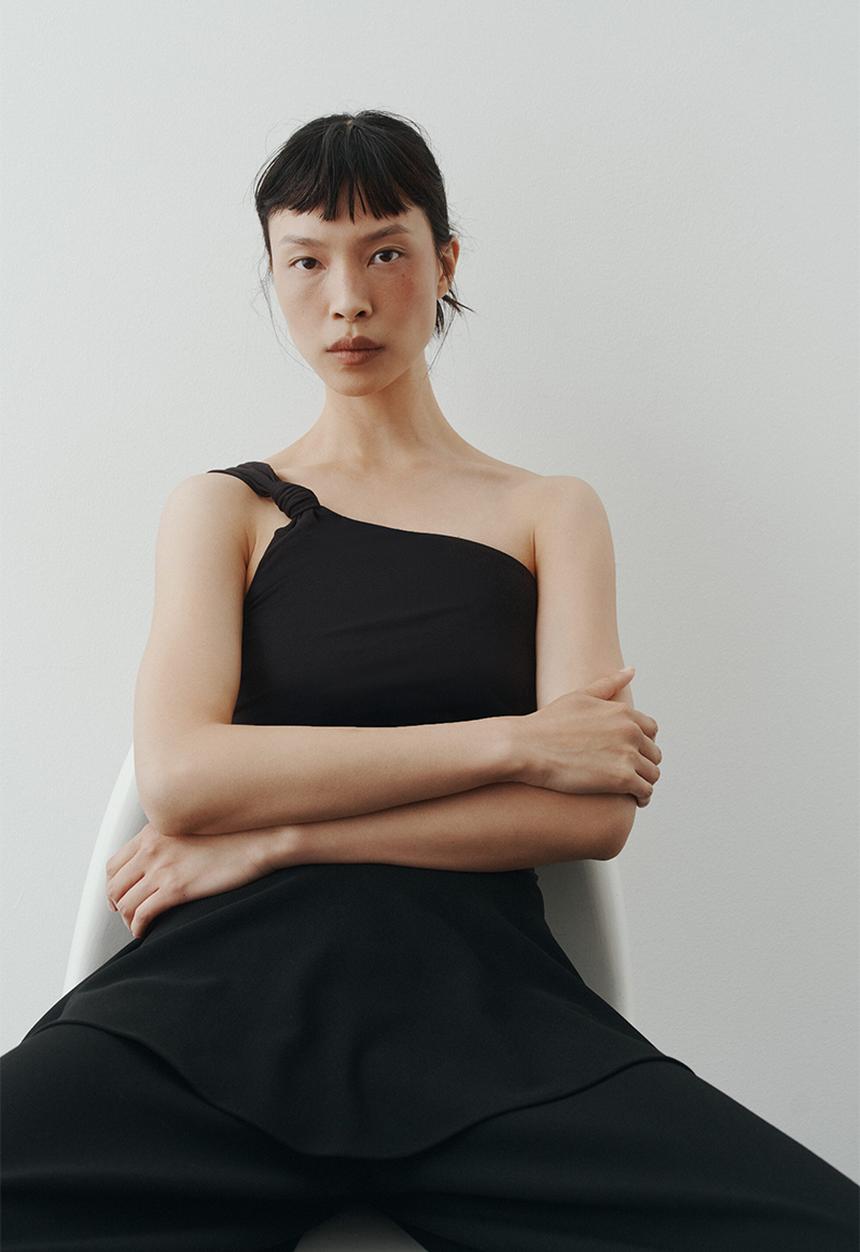 H&M - One-shoulder thong body - black