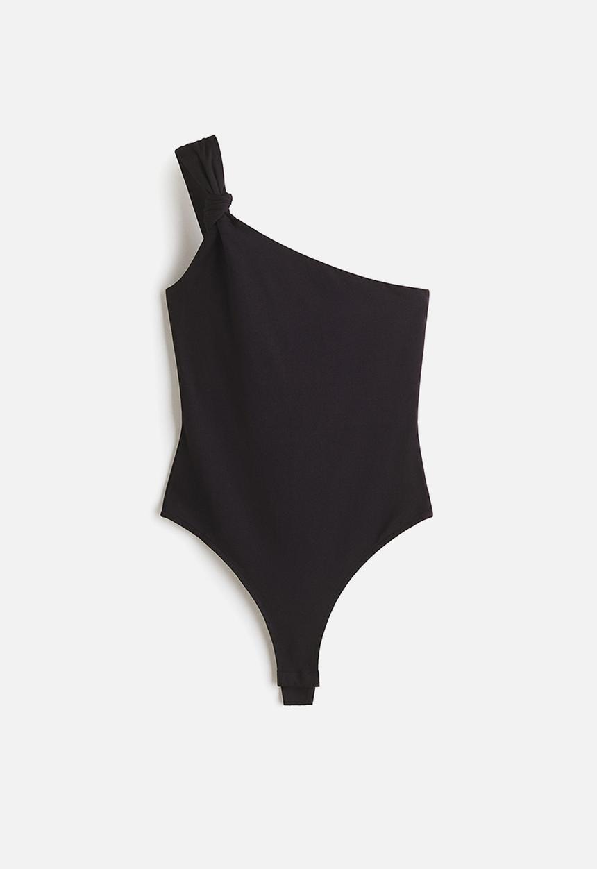H&M - One-shoulder thong body - black
