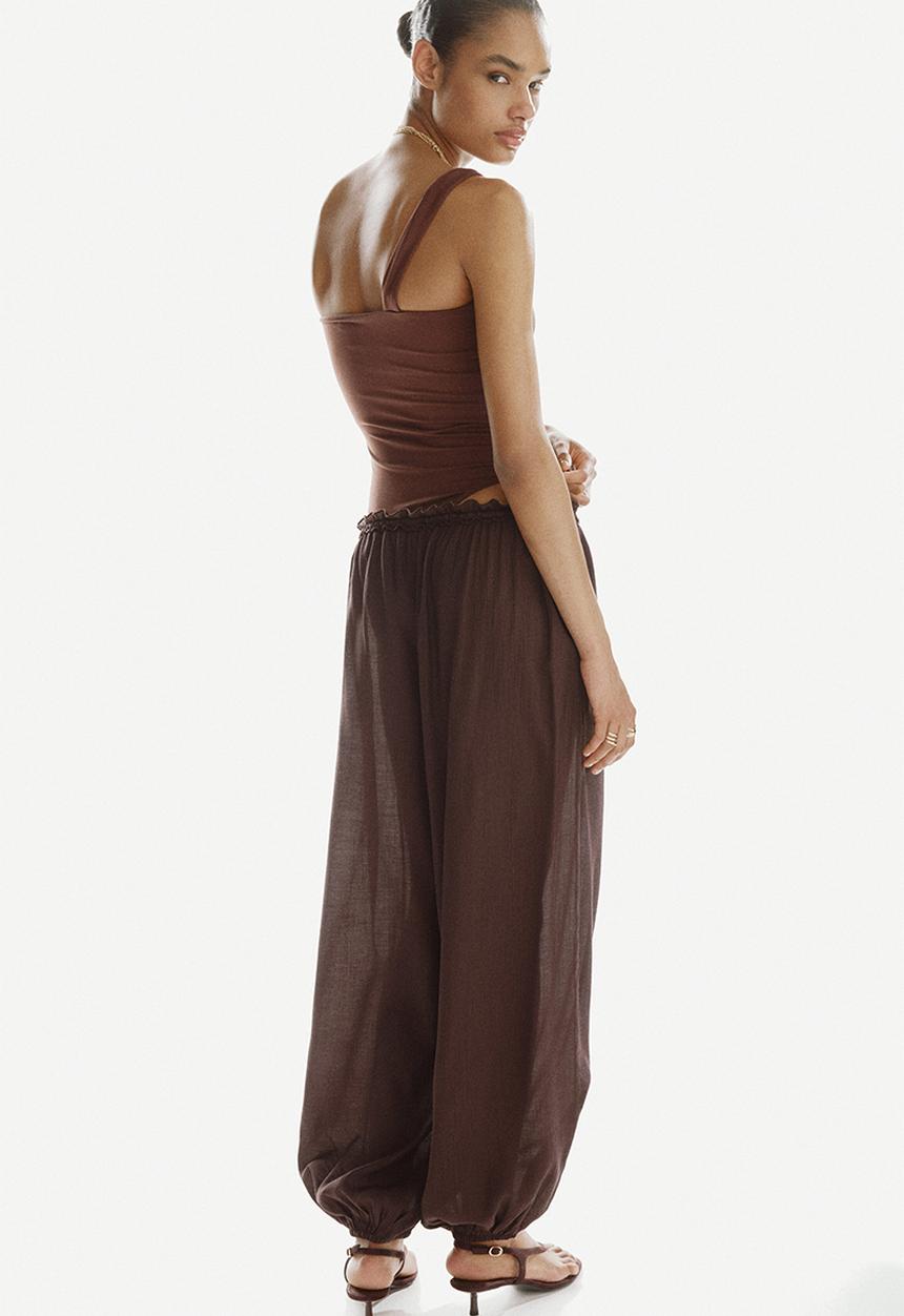 H&M - One-shoulder thong body - dark brown