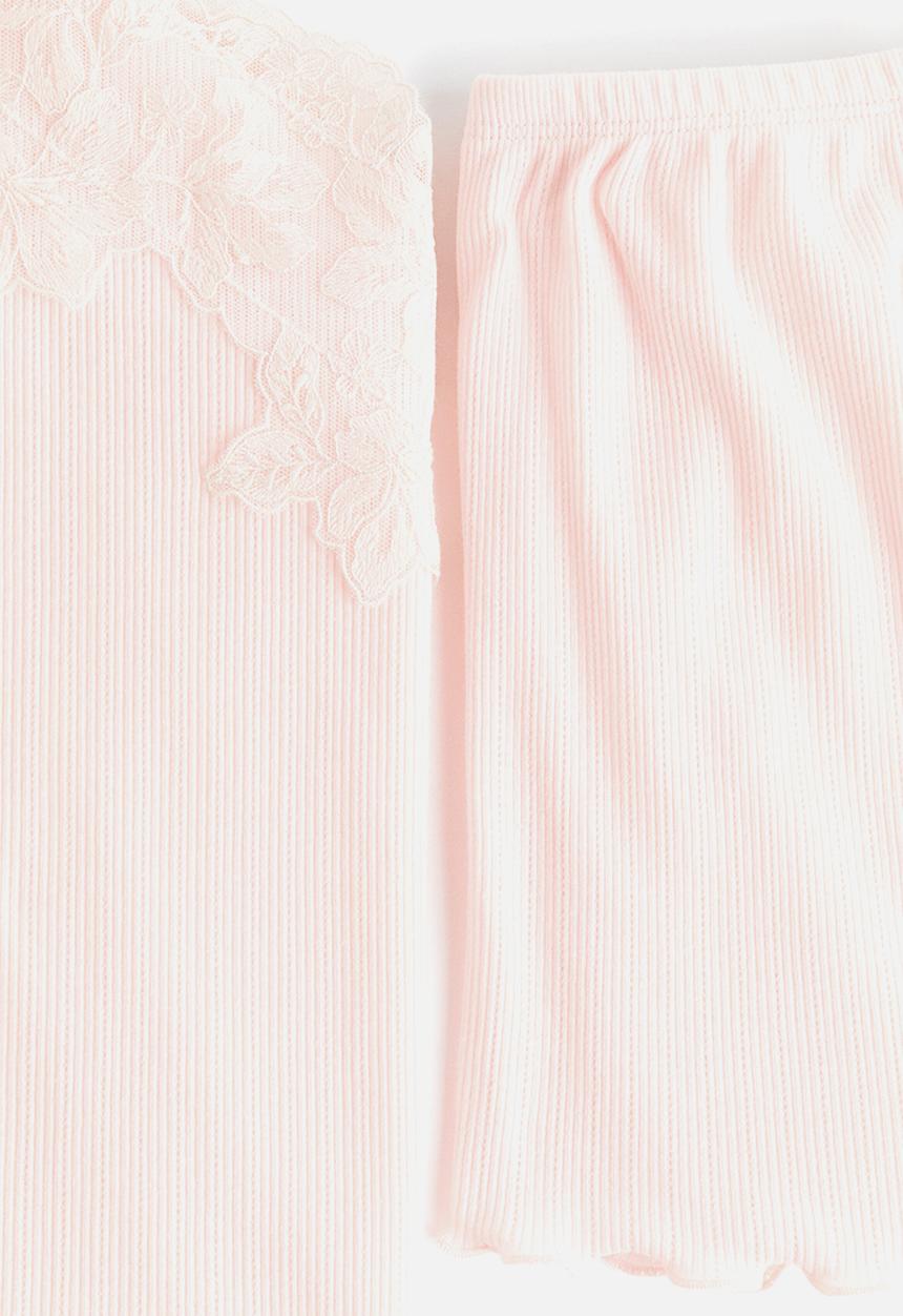 H&M - Ribbed jersey pyjamas - light pink