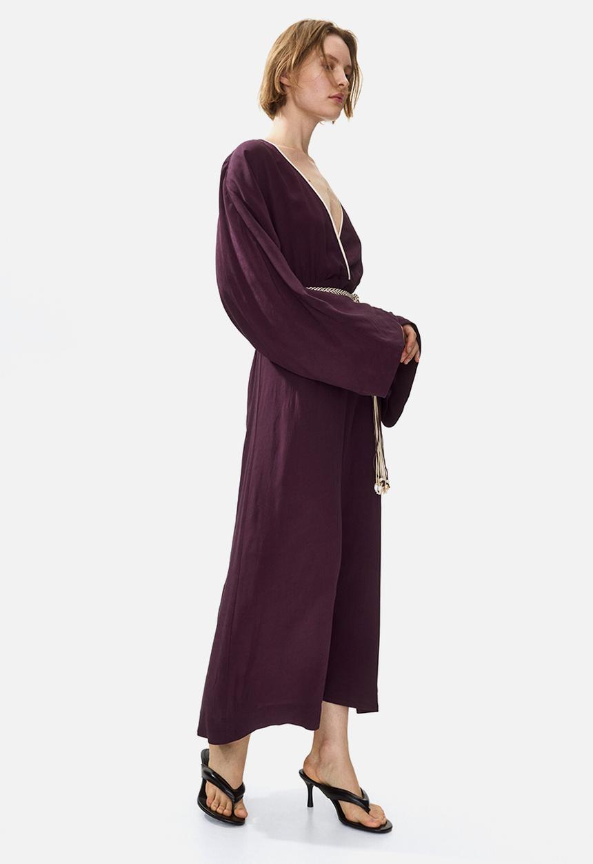 H&M - Belted viscose dress - dark plum purple