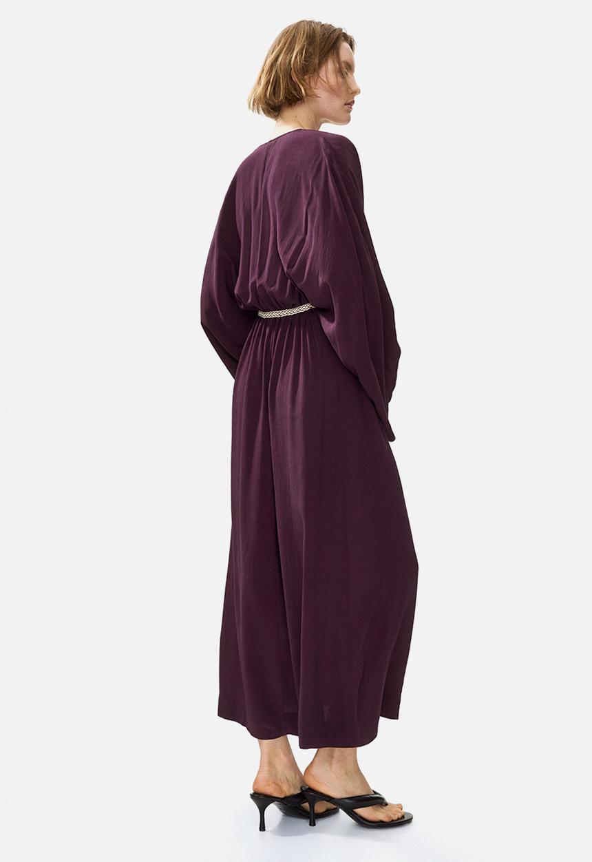 H&M - Belted viscose dress - dark plum purple