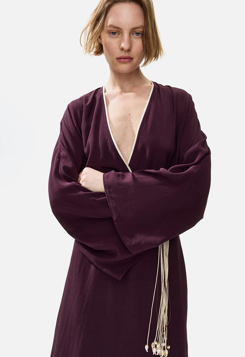 H&M - Belted viscose dress - dark plum purple