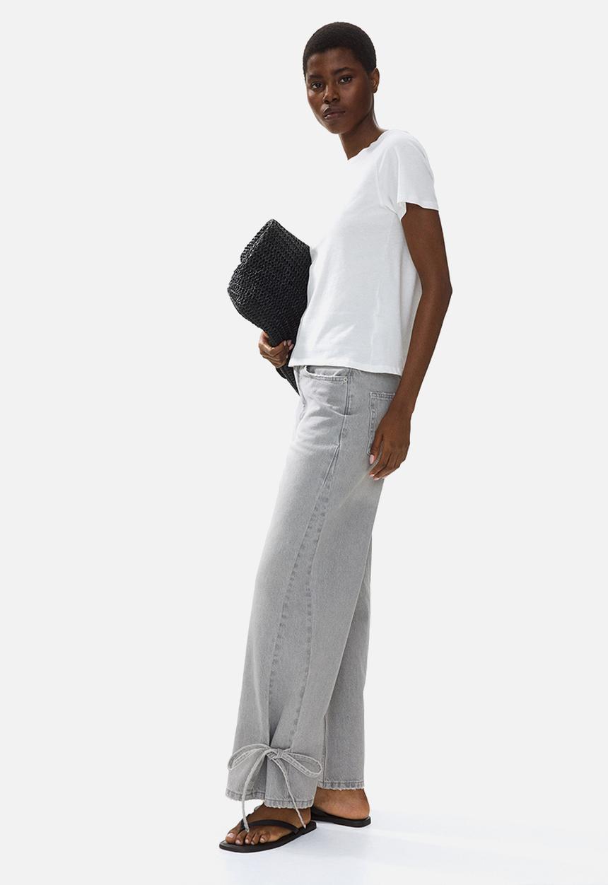 H&M - Barrel high waist ankle jeans - light denim grey