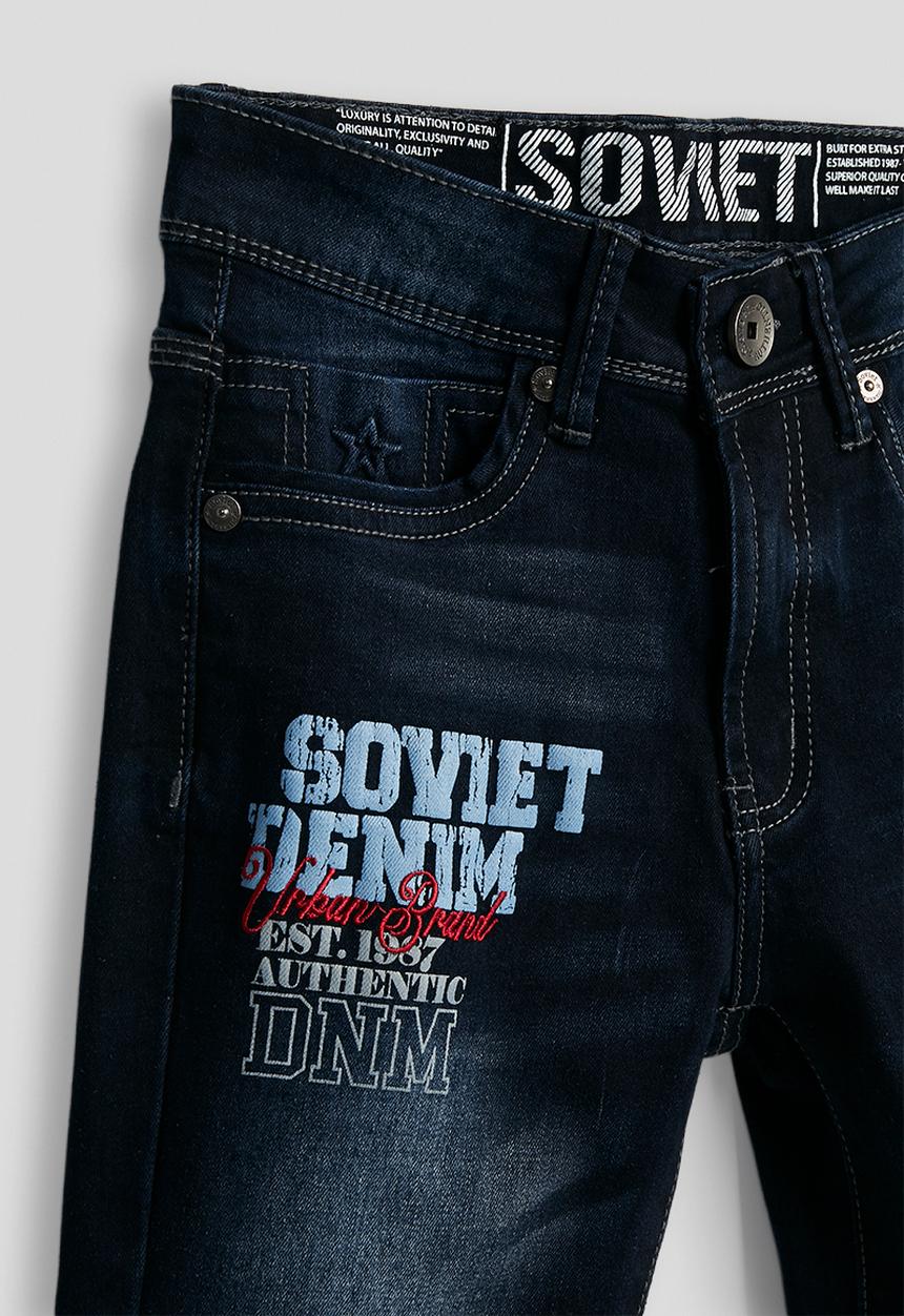 SOVIET - Boys Denim Short With Print - Blue Black