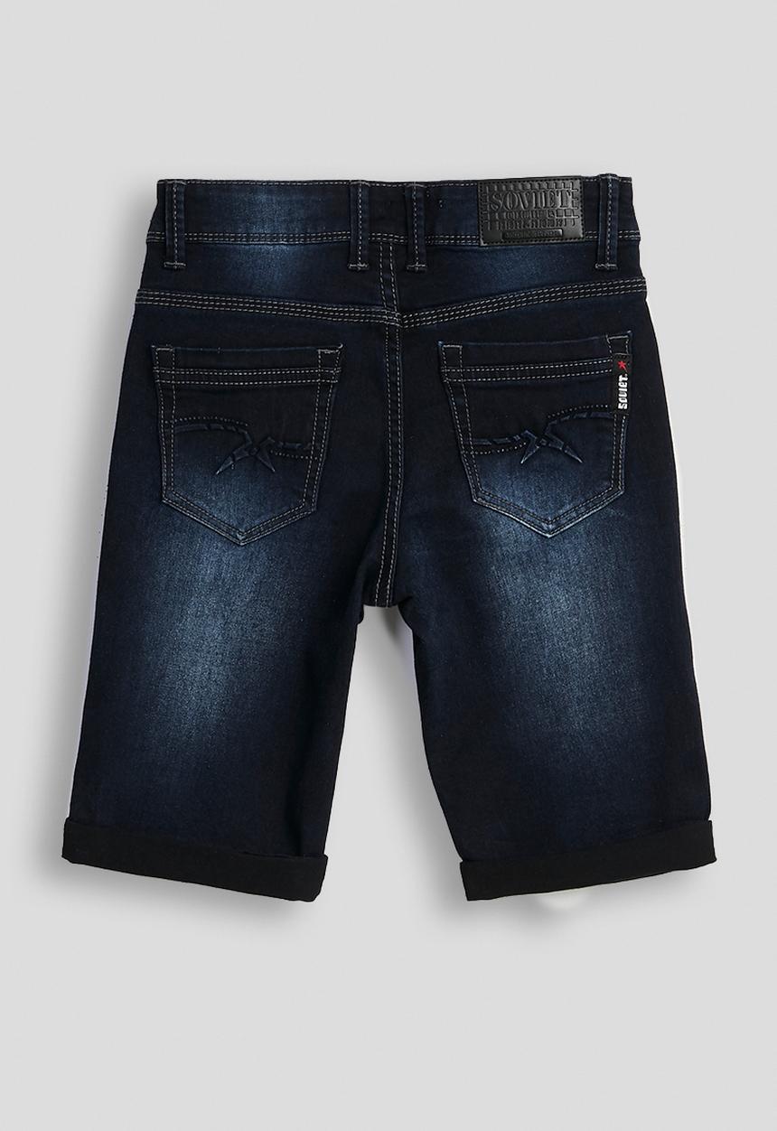 SOVIET - Boys Denim Short With Print - Blue Black