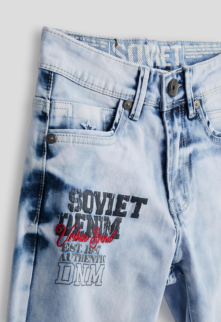 SOVIET - Boys Denim Short With Print - Light Indigo
