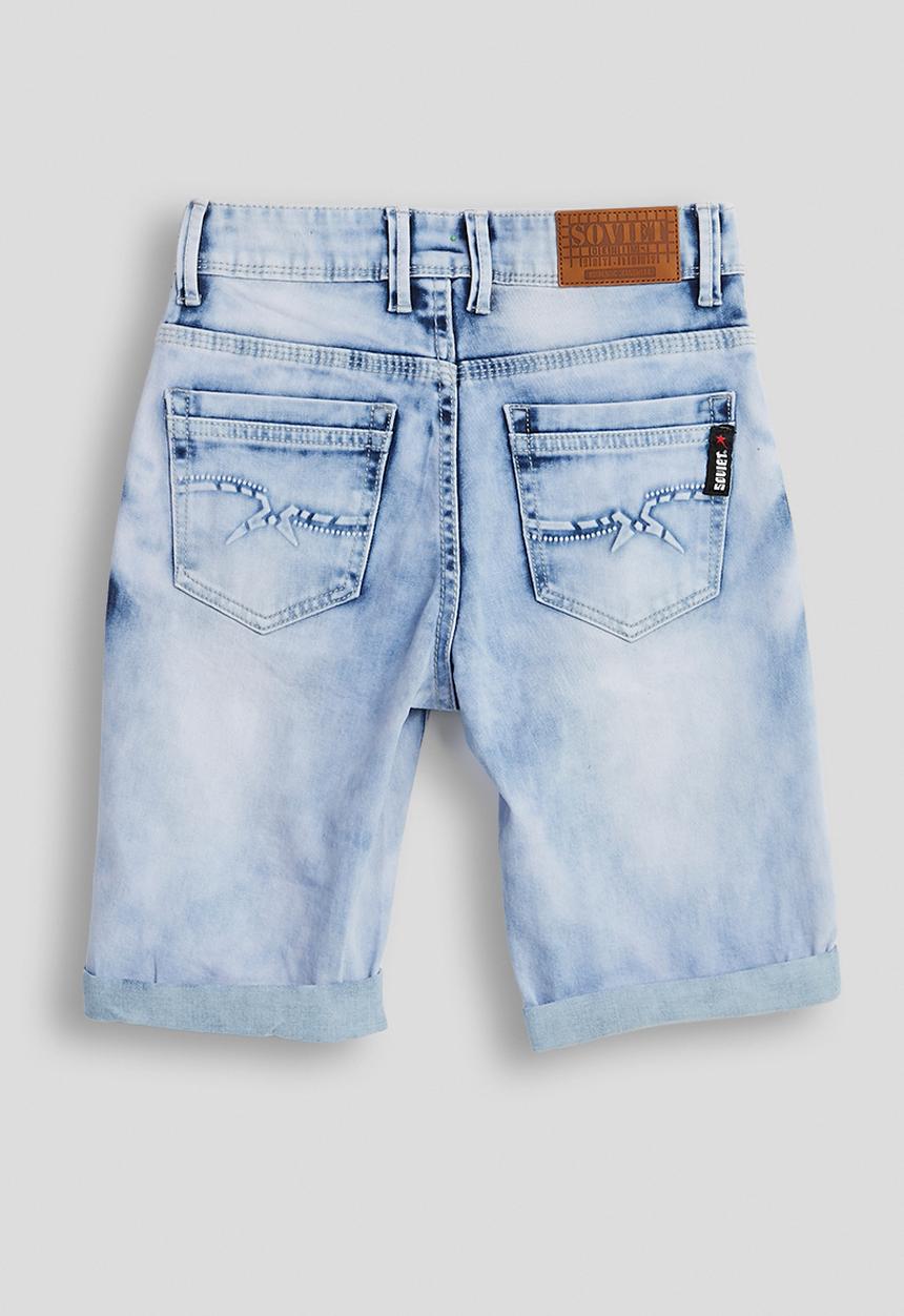 SOVIET - Boys Denim Short With Print - Light Indigo