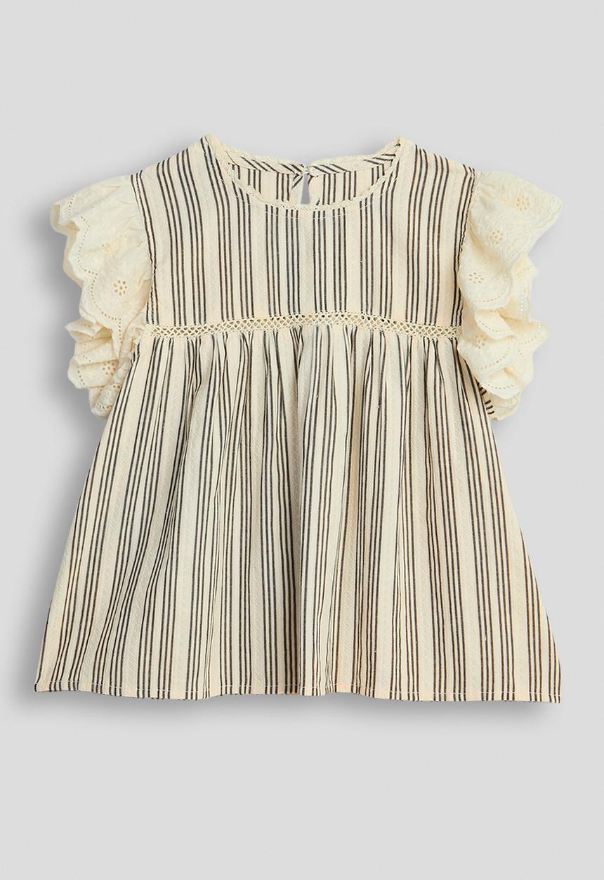 Pop Candy - Striped blouse with frilled sleeves - cream/black