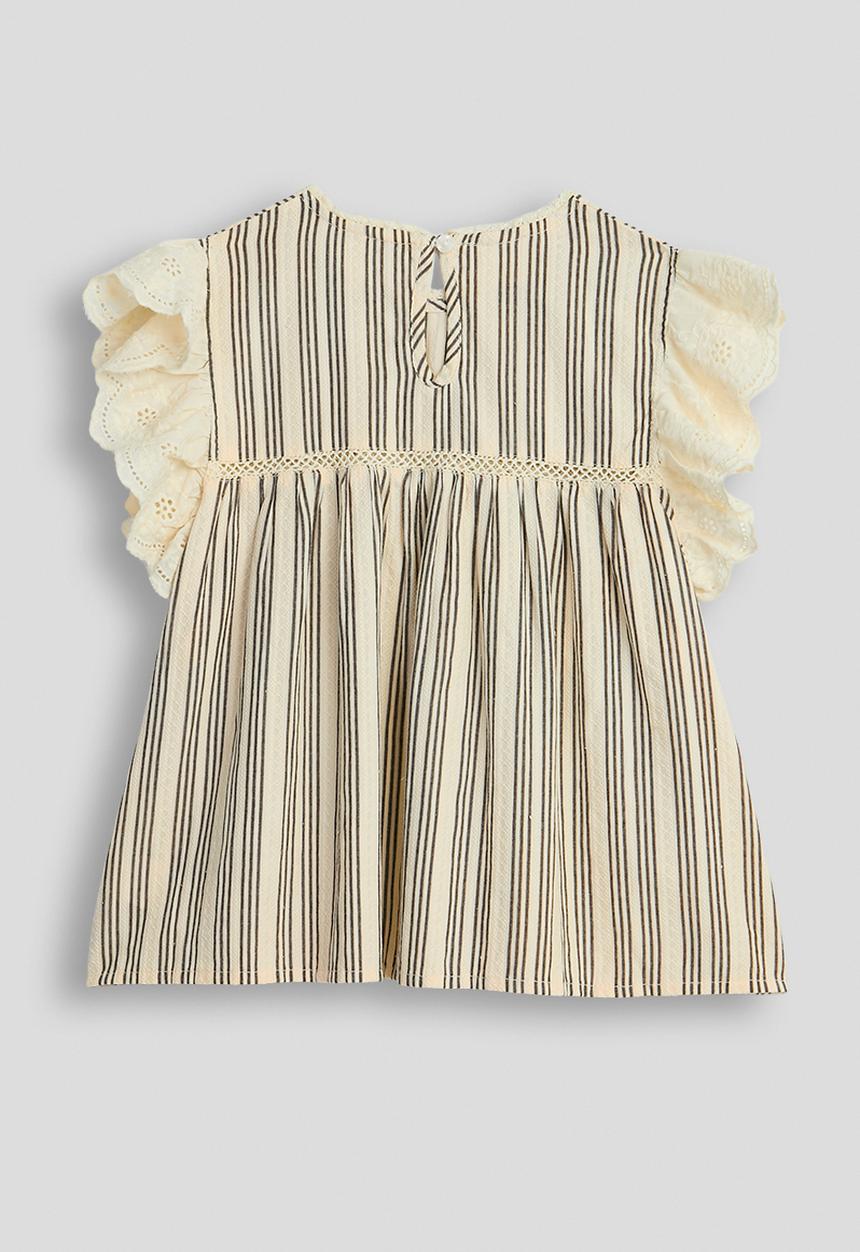 Pop Candy - Striped blouse with frilled sleeves - cream/black