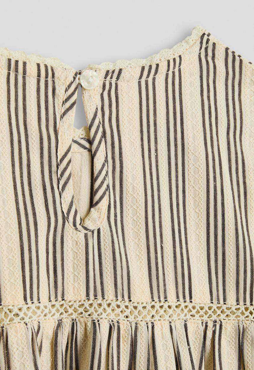 Pop Candy - Striped blouse with frilled sleeves - cream/black