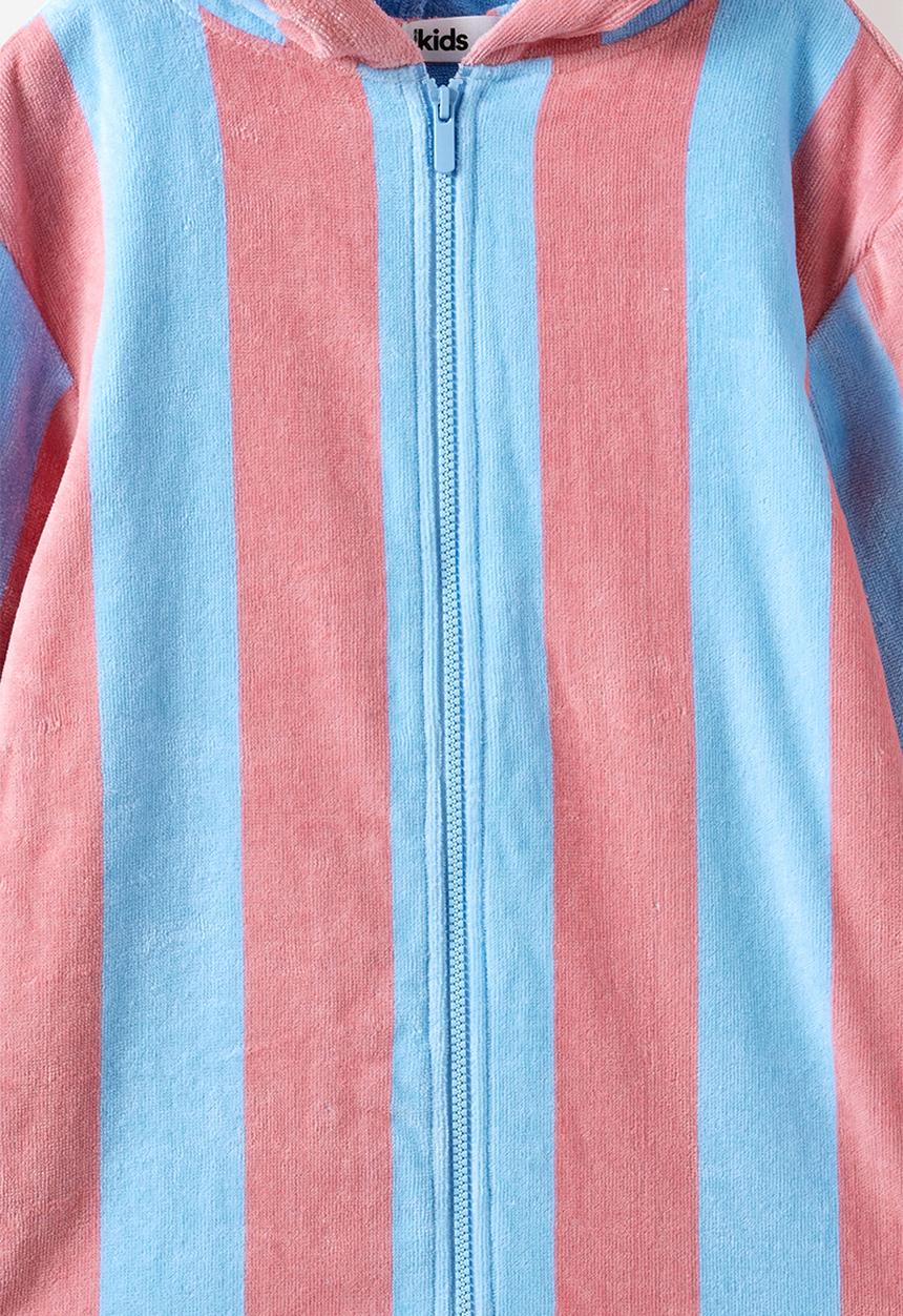 Cotton On - Kids Zip Thru Hooded Towel - Sunkissed/Cloud Blue Bold Stripe