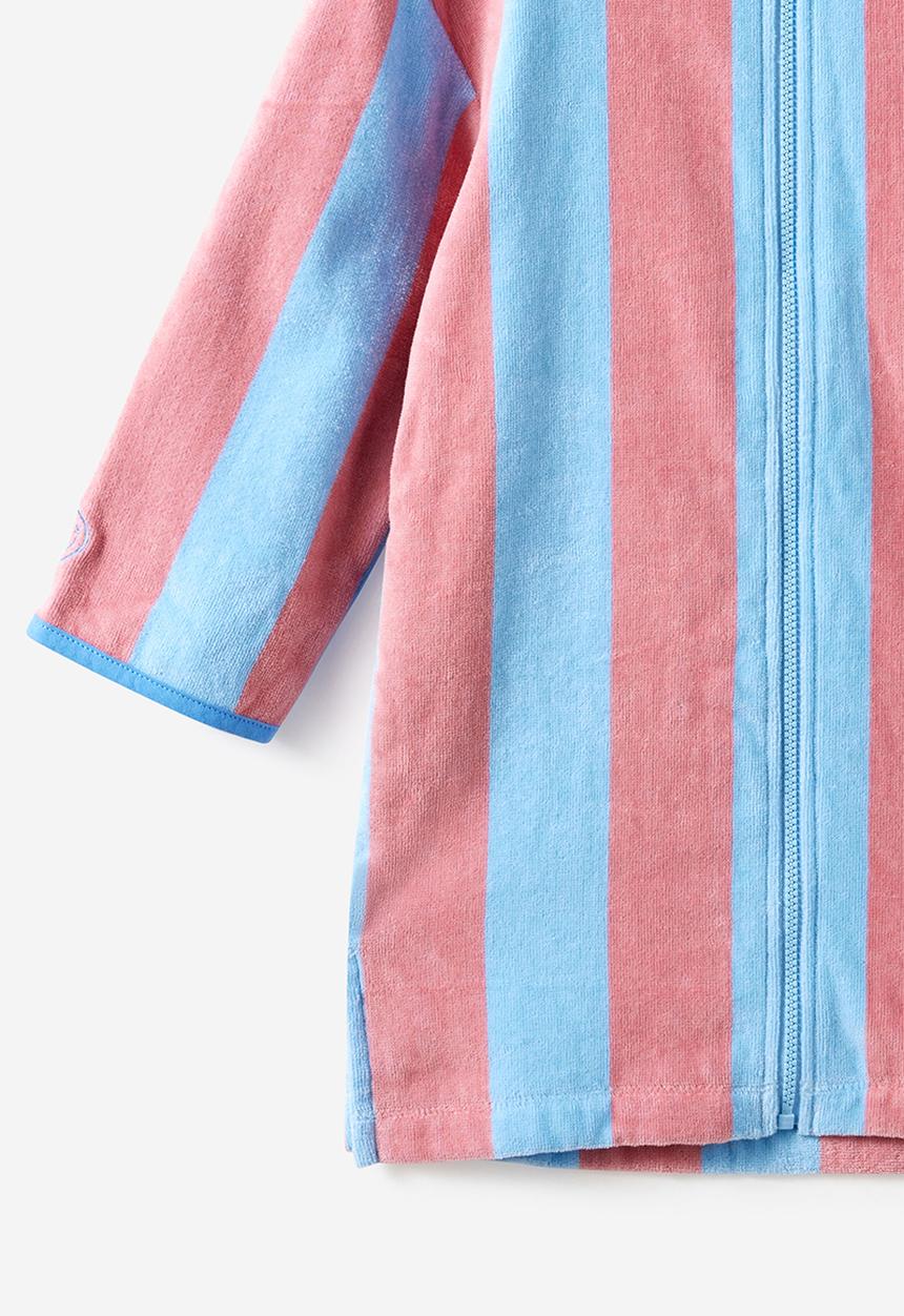 Cotton On - Kids Zip Thru Hooded Towel - Sunkissed/Cloud Blue Bold Stripe