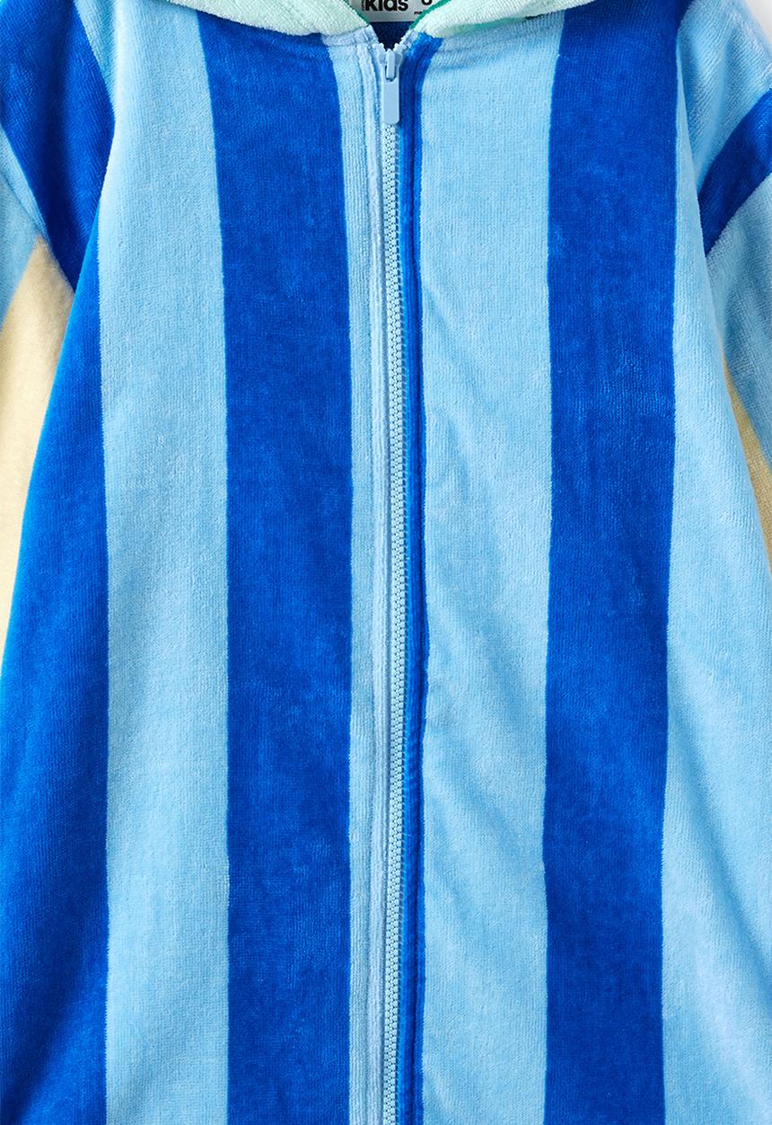 Cotton On - Kids Zip Thru Hooded Towel - Harbour Blue/Contrast Stripes