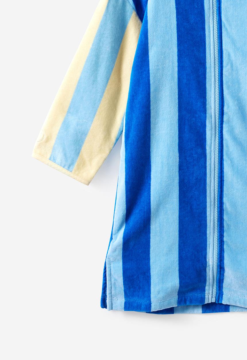 Cotton On - Kids Zip Thru Hooded Towel - Harbour Blue/Contrast Stripes