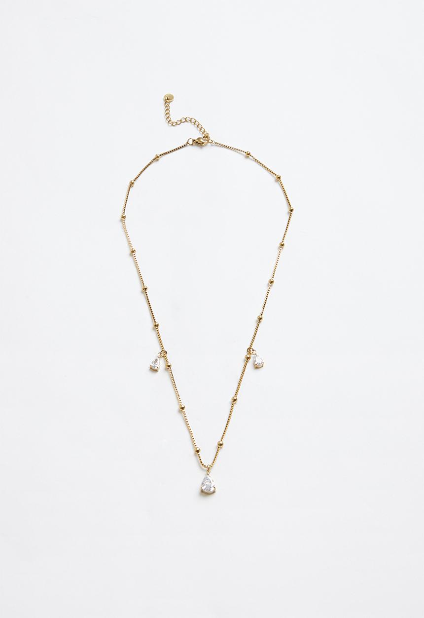Zoe on Trend - Pretty Integrated And Drop Necklace - Gold