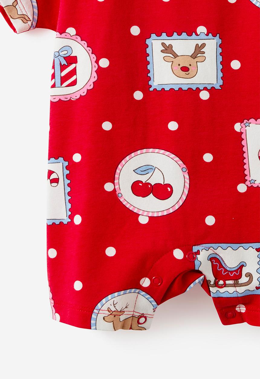 Cotton On - Baby Dreamdrift Family Xmas Romper - Varsity Red/Rudolph Spot