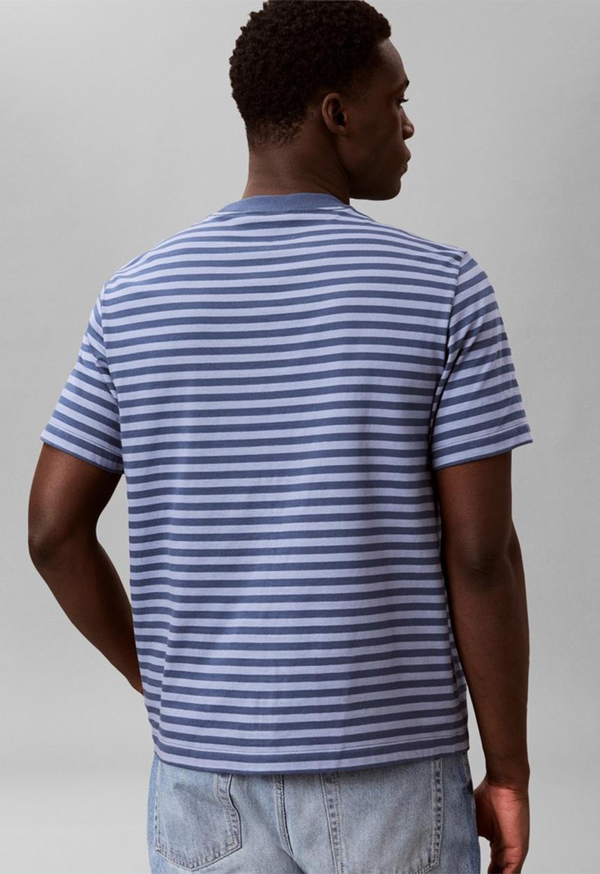 Calvin Klein - 20s Stripe Jersey Monologo T-shirt - Blue