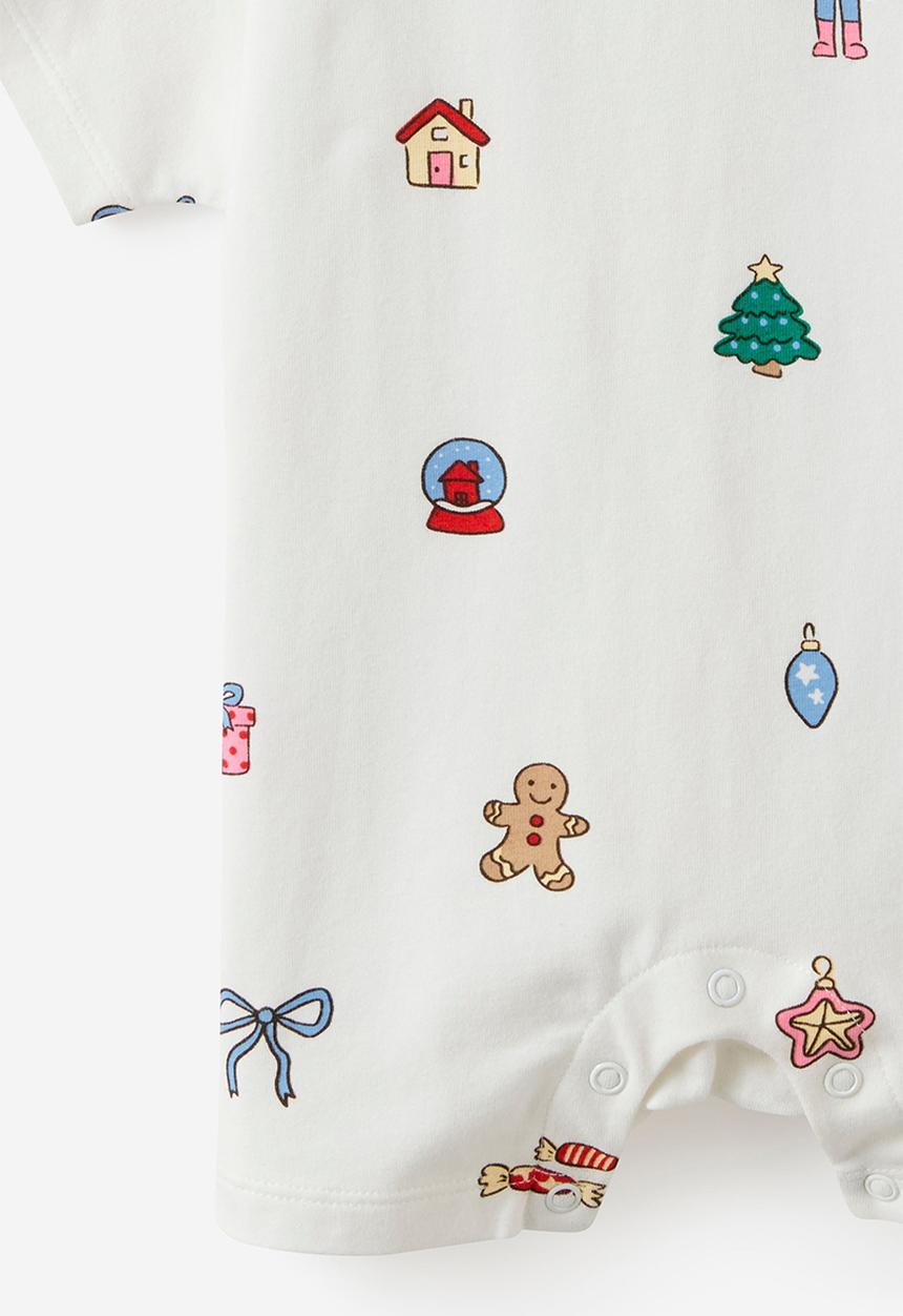Cotton On - Baby Dreamdrift Family Xmas Romper - Vanilla/Everything Christmas