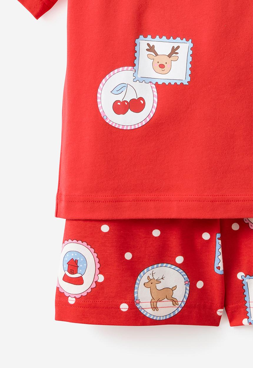 Cotton On - Kids Dreamdrift Family Xmas Pj Set - Varsity Red/Rudolph Spot