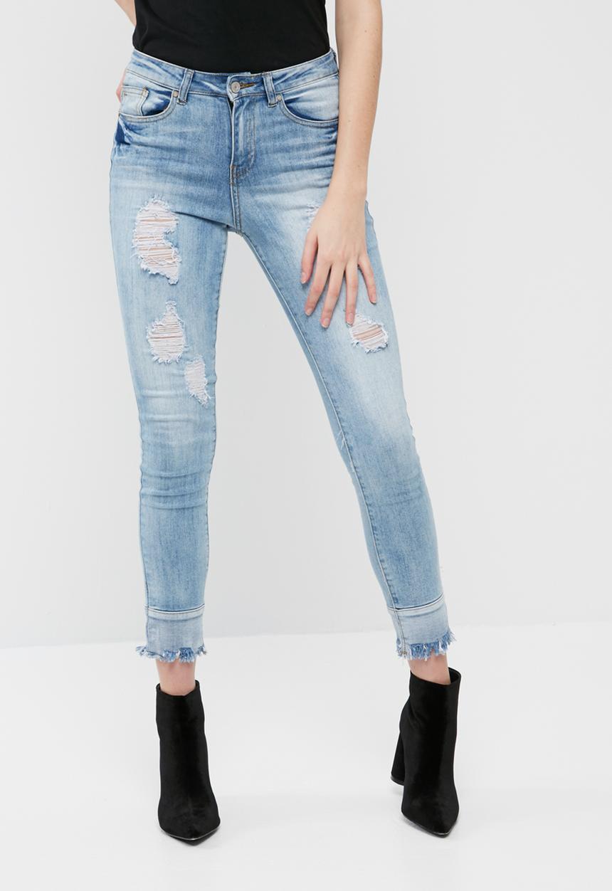Missguided - Anarchy mid rise reversed hem skinny jeans