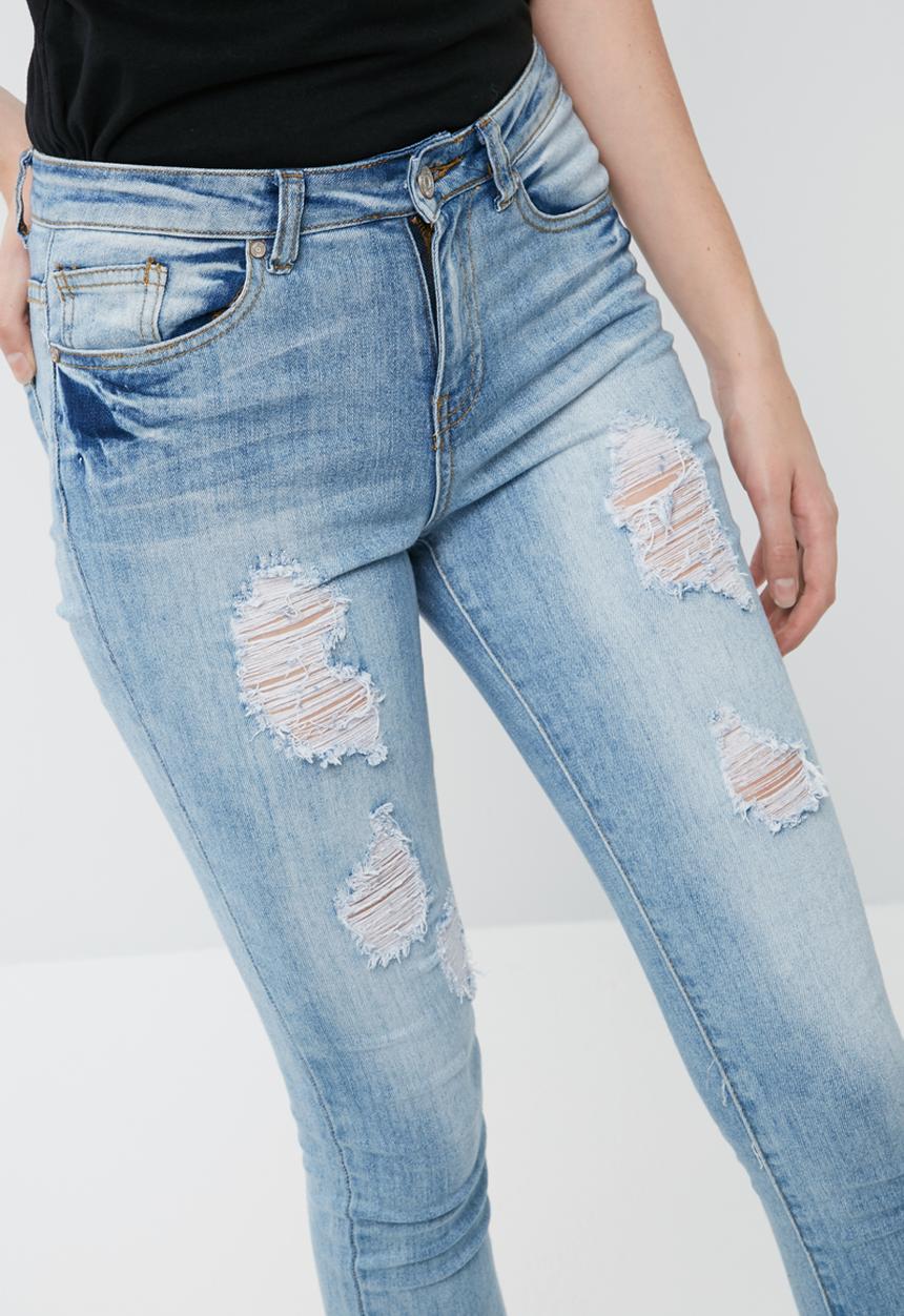 Missguided - Anarchy mid rise reversed hem skinny jeans