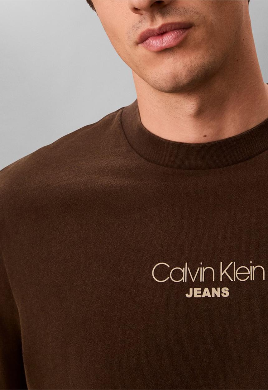 Calvin Klein - 20s Acid Wash Graphic T-shirt - Brown