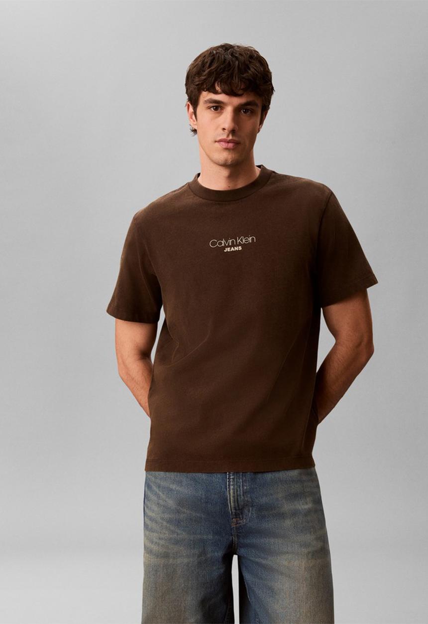 Calvin Klein - 20s Acid Wash Graphic T-shirt - Brown