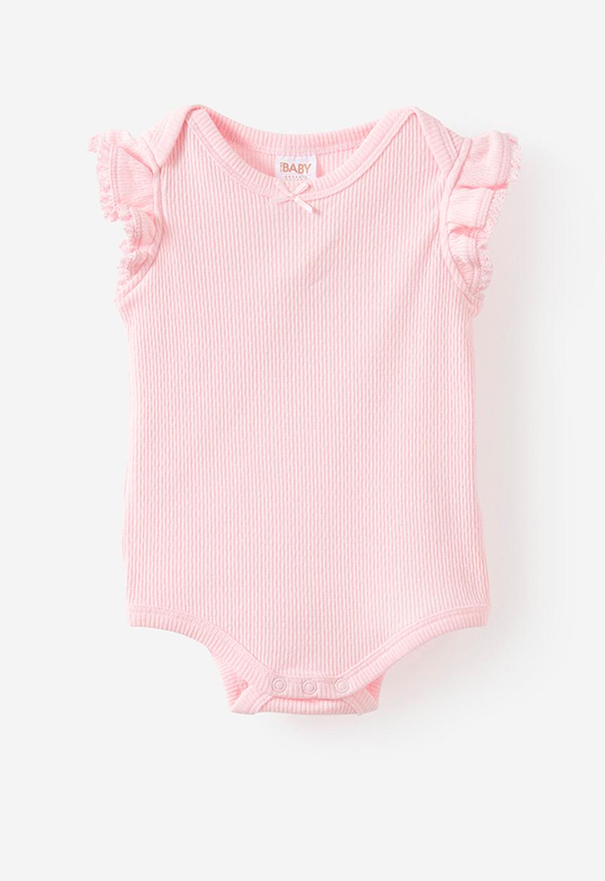 Cotton On - 2 Pack Organic Pointelle Flutter Bubbysuit - Pop Pink & Milk