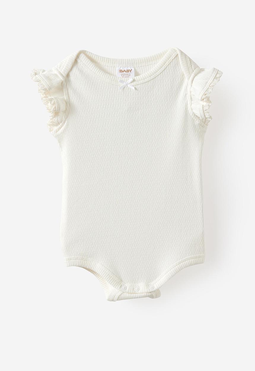 Cotton On - 2 Pack Organic Pointelle Flutter Bubbysuit - Pop Pink & Milk