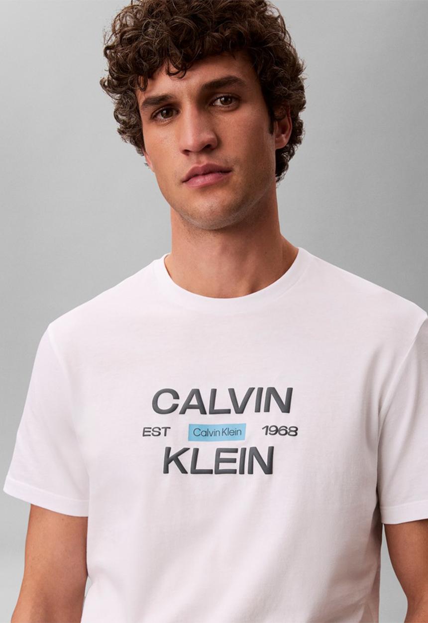 Calvin Klein - 20S Acid Wash Graphic Crewneck T-Shirt- Bright White
