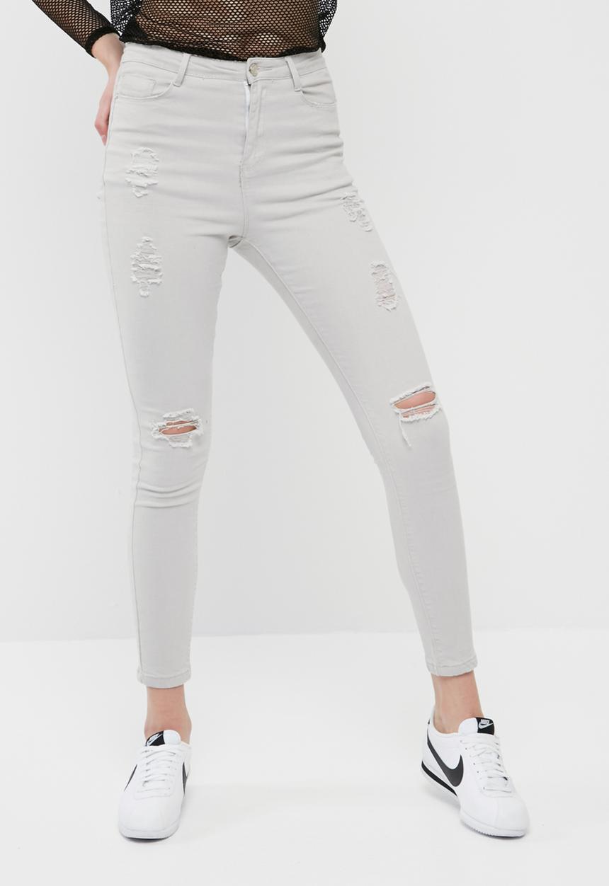 Missguided - Sinner high waisted ripped skinny jeans